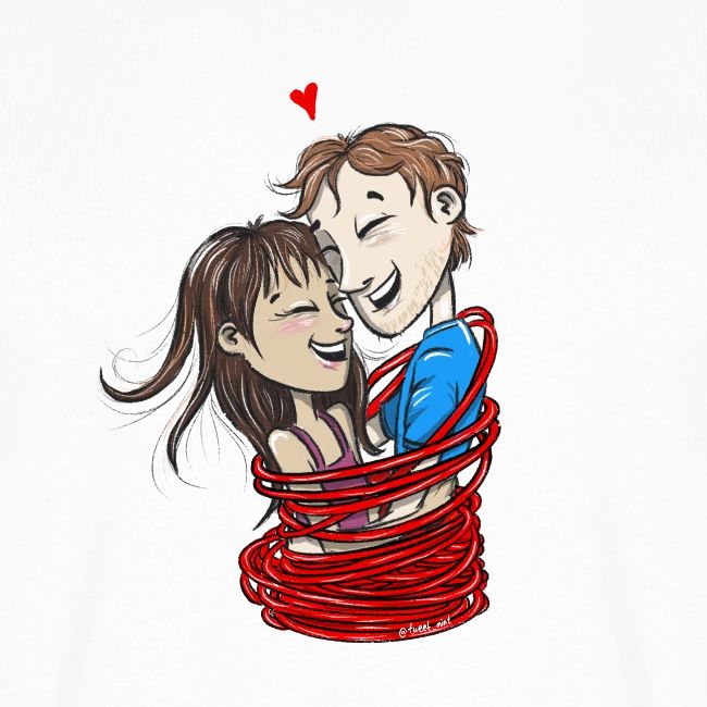 a-rock-climbing-couple-tied-with-their-climbing-rope kletter t-shirt, climbing t-shirt, climbing merchs, kletter merchs, rock climbing, bouldering, hiking, nature lover, outdoor sport